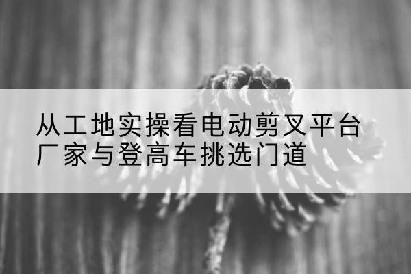 平湖电动剪叉升降平台厂家-从工地实操看电动剪叉平台厂家与登高车挑选门道